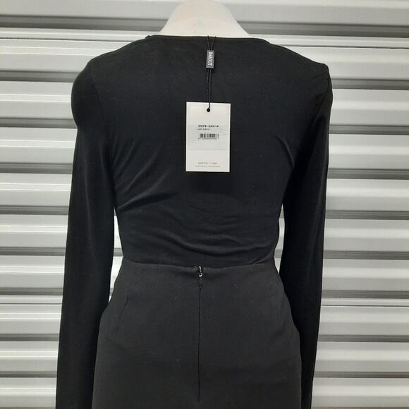 Bardot Bodysuit Top Womens Medium Black Long Sleeve Cut Out Stretch Jersey - Picture 6 of 12